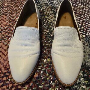 Frye white leather slip on flats